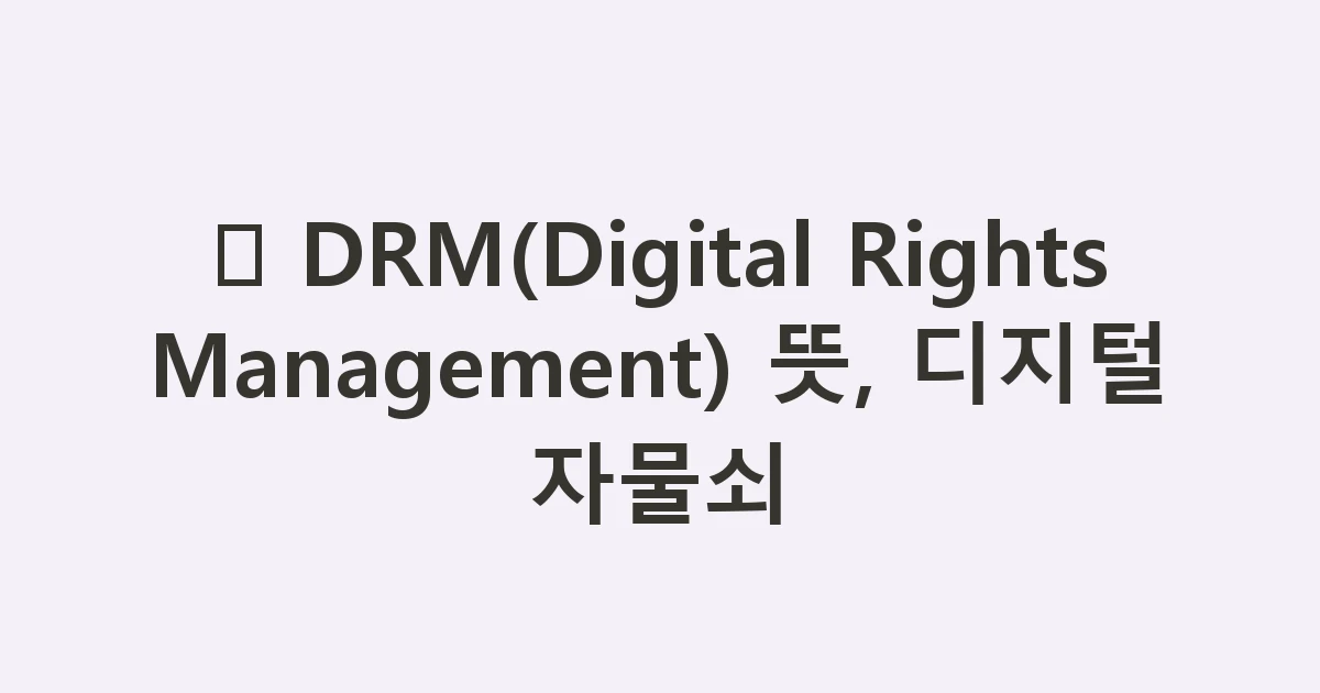 🔒 DRM(Digital Rights Management) 뜻, 디지털 자물쇠